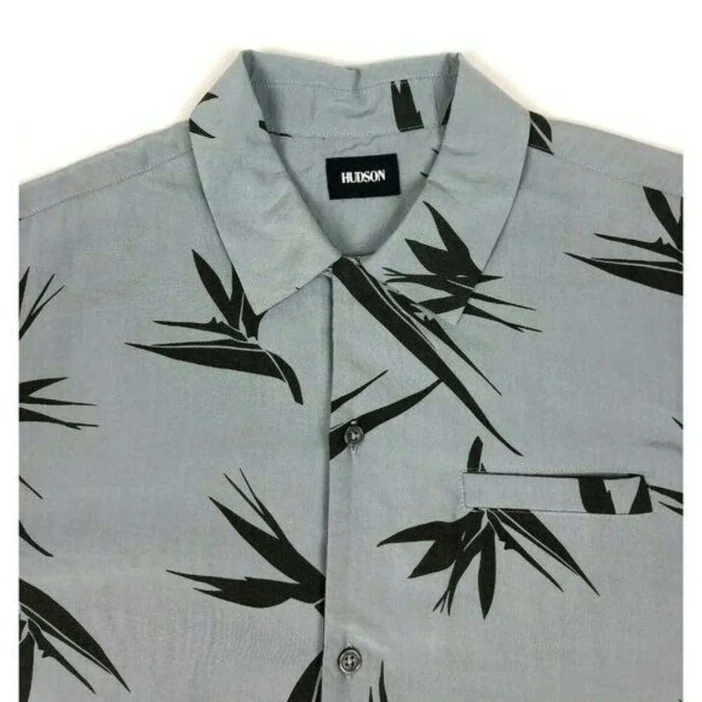 Hudson Mens XL Camp Collar Printed Short Sleeve Button Front Hawaiian Shirt - Picture 5 of 8